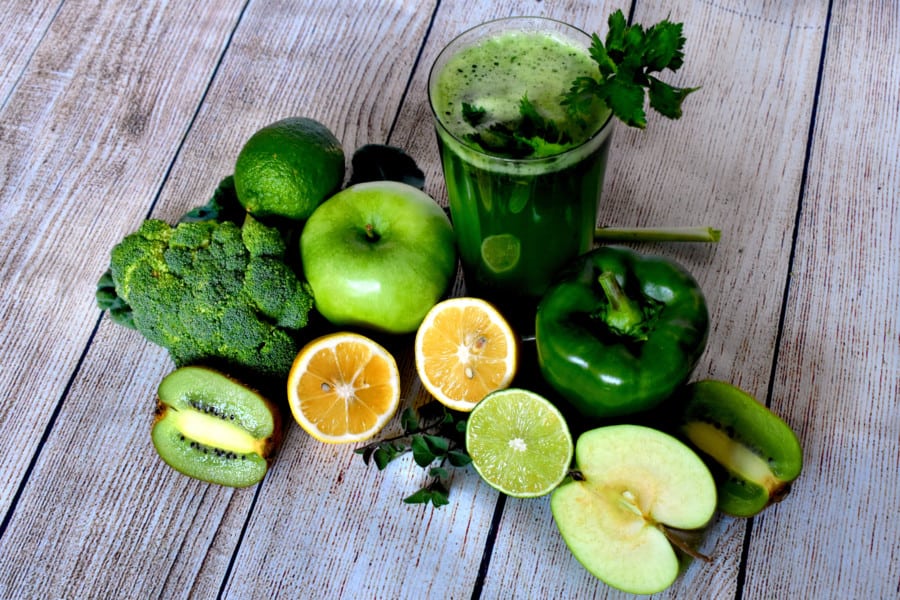 Green Vegetables and Fruits for a Smoothie