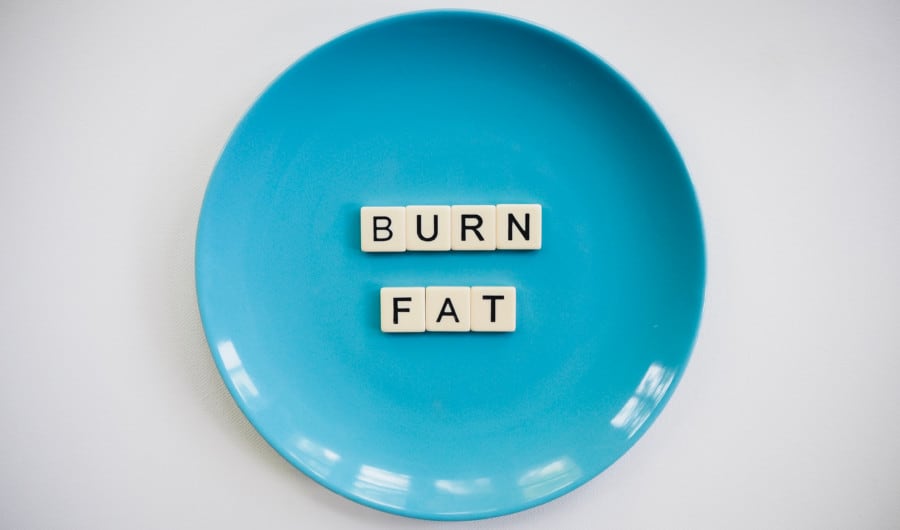 Plate with burn fat written